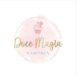 Logo da Doce Magia Sabores: cupcake rosa num círculo de aquarela